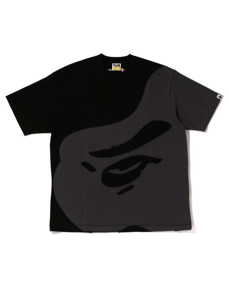 T Shirts Bape Ape Head Patch Oversized Noir Homme | OFK-29900097